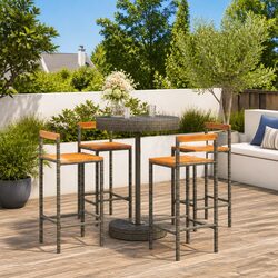 5 Piece Grey Outdoor Bar Set - Perfect for Gatherings
