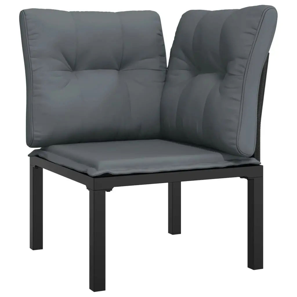 Garden Lounge Set 4 Piece Outdoor Furniture Black Grey Poly Rattan Patio Seating