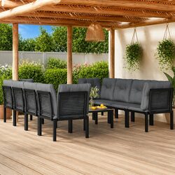 Practical 9 Piece Garden Lounge Set for Outdoor Spaces