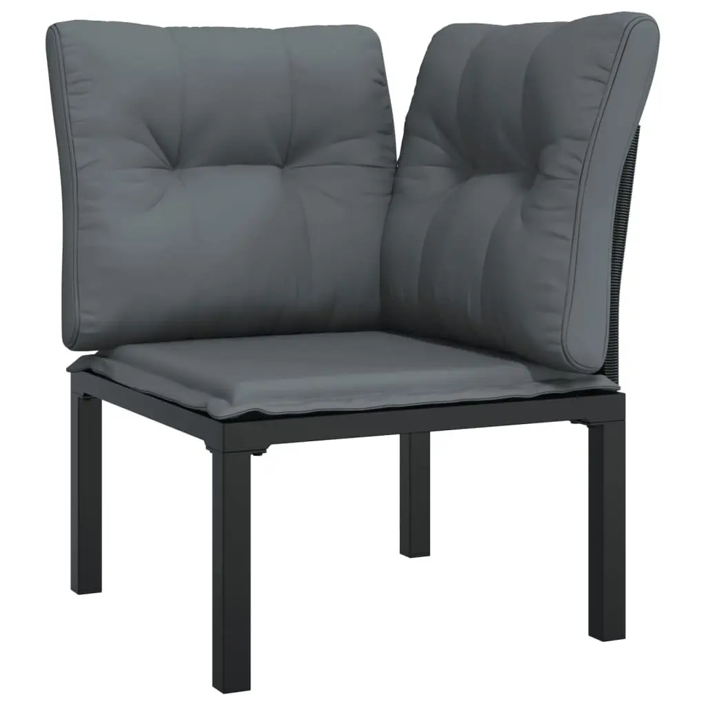 5 Piece Outdoor Garden Lounge Set Black Grey Poly Rattan Patio Furniture