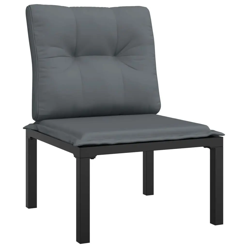 4 Piece Garden Lounge Set PE Rattan Powder Coated Steel Black Grey Outdoor Furniture