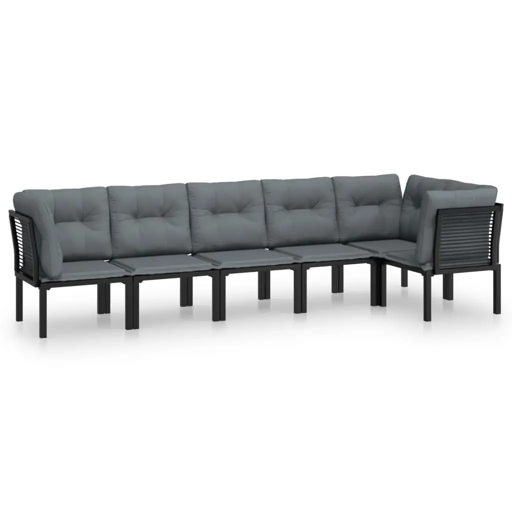 Outdoor Lounge Set 6 Piece PE Rattan Patio Furniture Black Grey