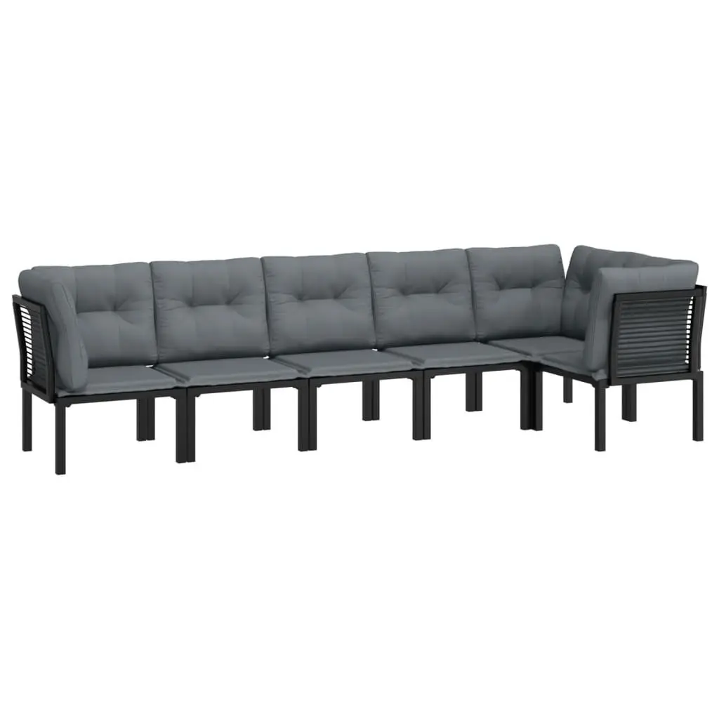 Outdoor Lounge Set 6 Piece PE Rattan Patio Furniture Black Grey
