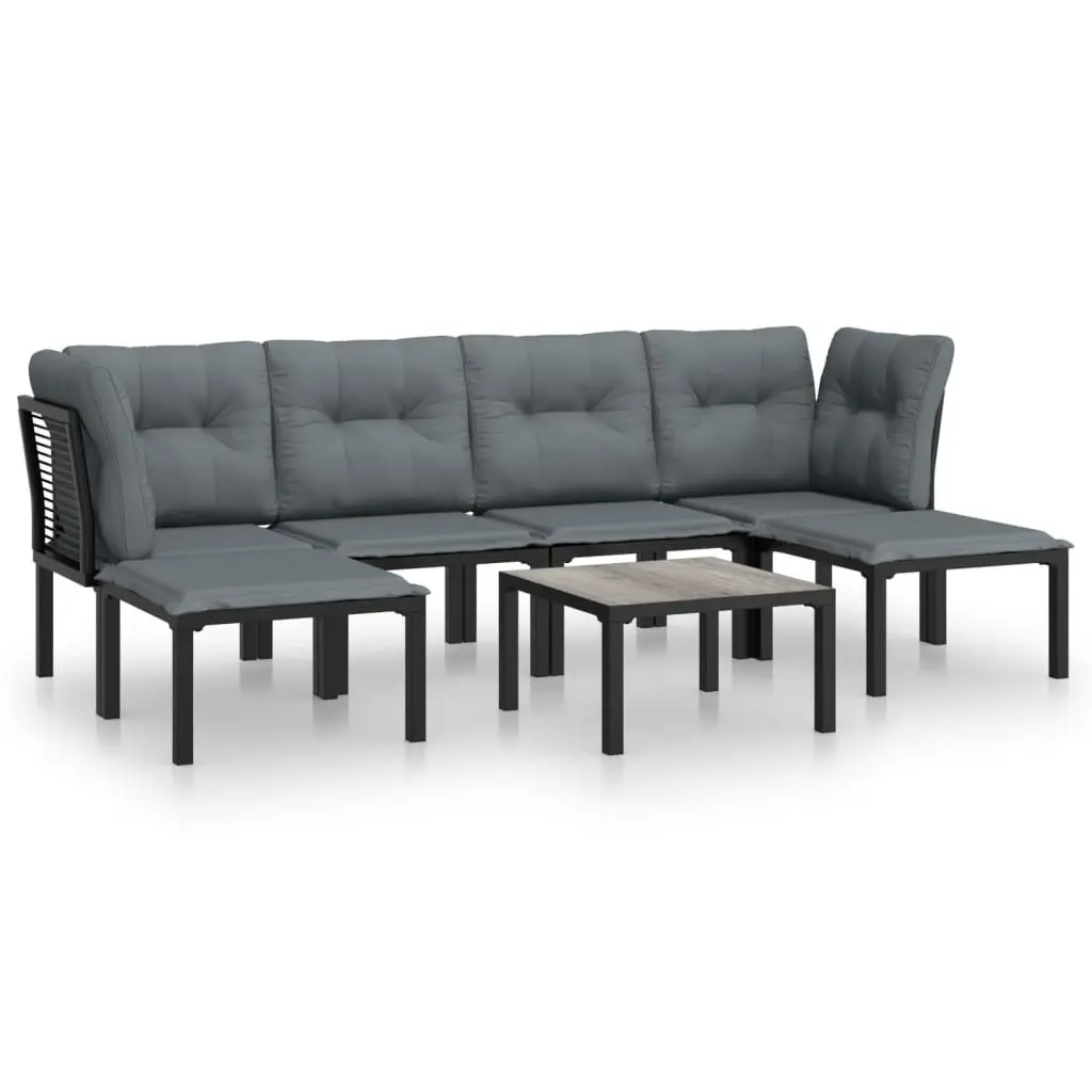 7 Piece Outdoor Garden Lounge Set Poly Rattan Black Grey Modular Patio Furniture