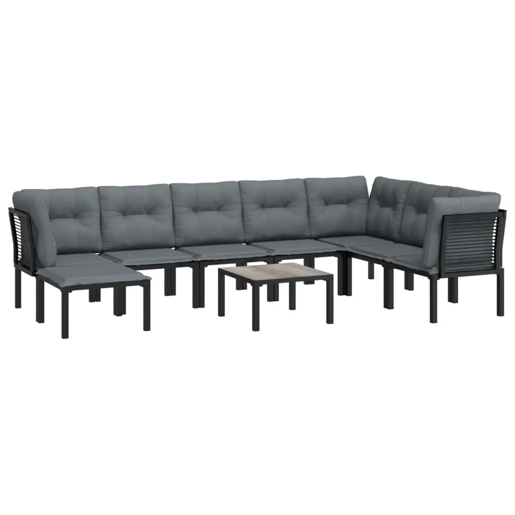 Garden Lounge Set 9 Piece PE Rattan Modular Outdoor Furniture Black Grey