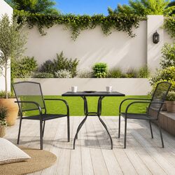 Outdoor Dining Set 3 Piece Garden Furniture Anthracite Steel Stackable Chairs