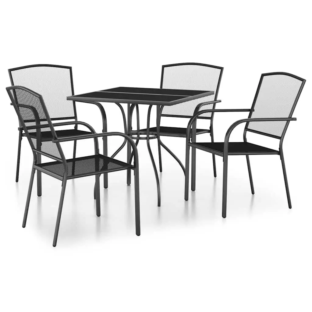 Garden Dining Set 5 Piece Outdoor Furniture Steel Frame Anthracite Patio