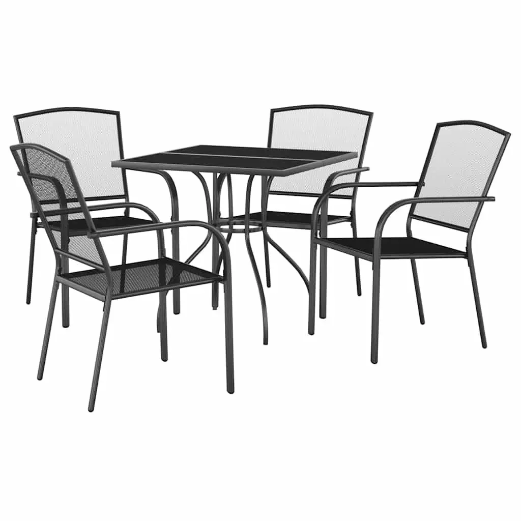Garden Dining Set 5 Piece Outdoor Furniture Steel Frame Anthracite Patio