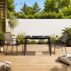 Garden Dining Set 3 Piece Outdoor Furniture Anthracite Steel Frame Stackable