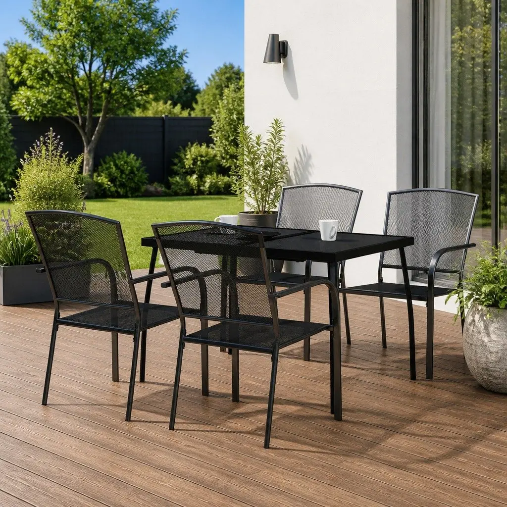 Garden Dining Set 5 Piece Outdoor Patio Furniture Steel Frame Anthracite