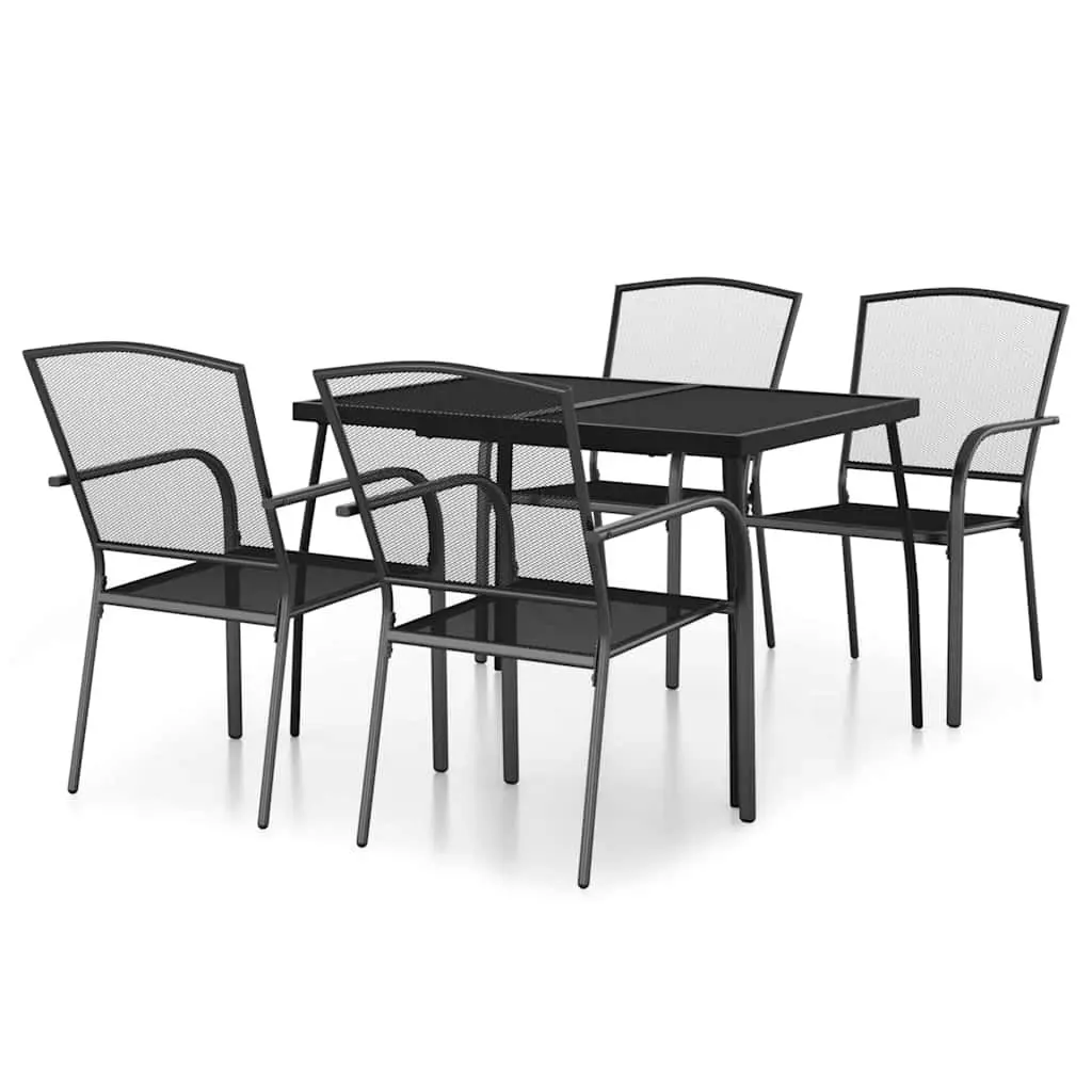 Garden Dining Set 5 Piece Outdoor Patio Furniture Steel Frame Anthracite