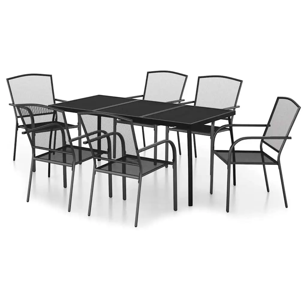 Garden Dining Set 7 Piece Outdoor Furniture Steel Frame Anthracite Patio Chairs