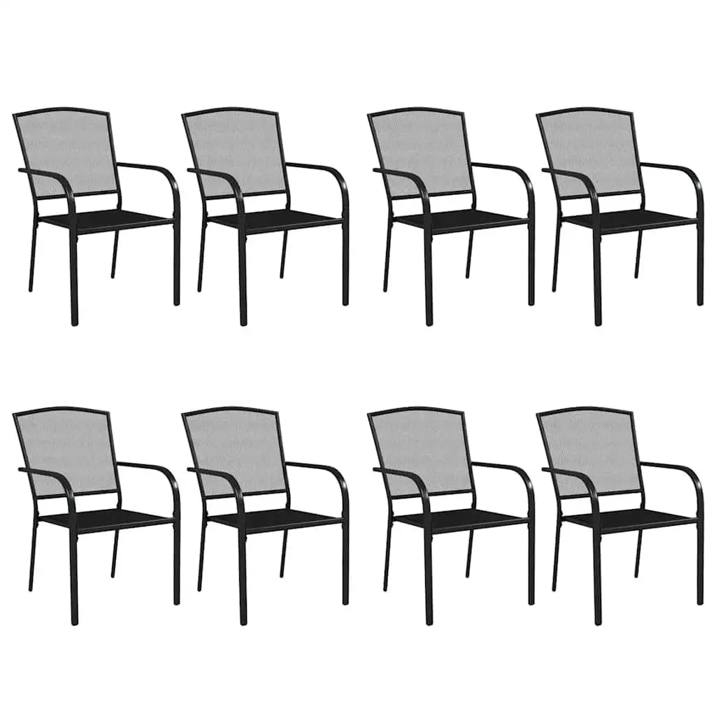 Outdoor Dining Set Steel Frame 9 Piece Anthracite Stackable Garden Furniture