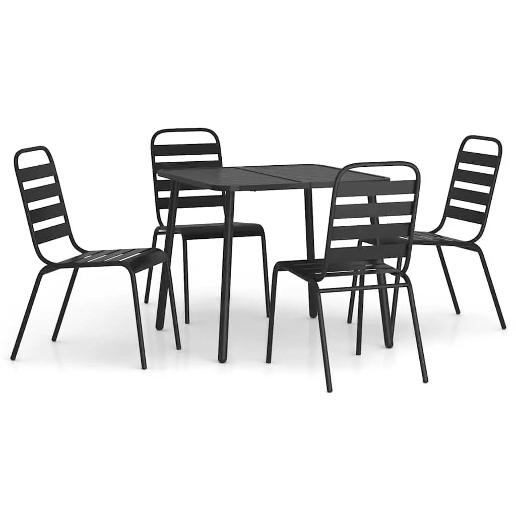 Outdoor Garden Dining Set 5 Piece Steel Frame Anthracite Patio Furniture