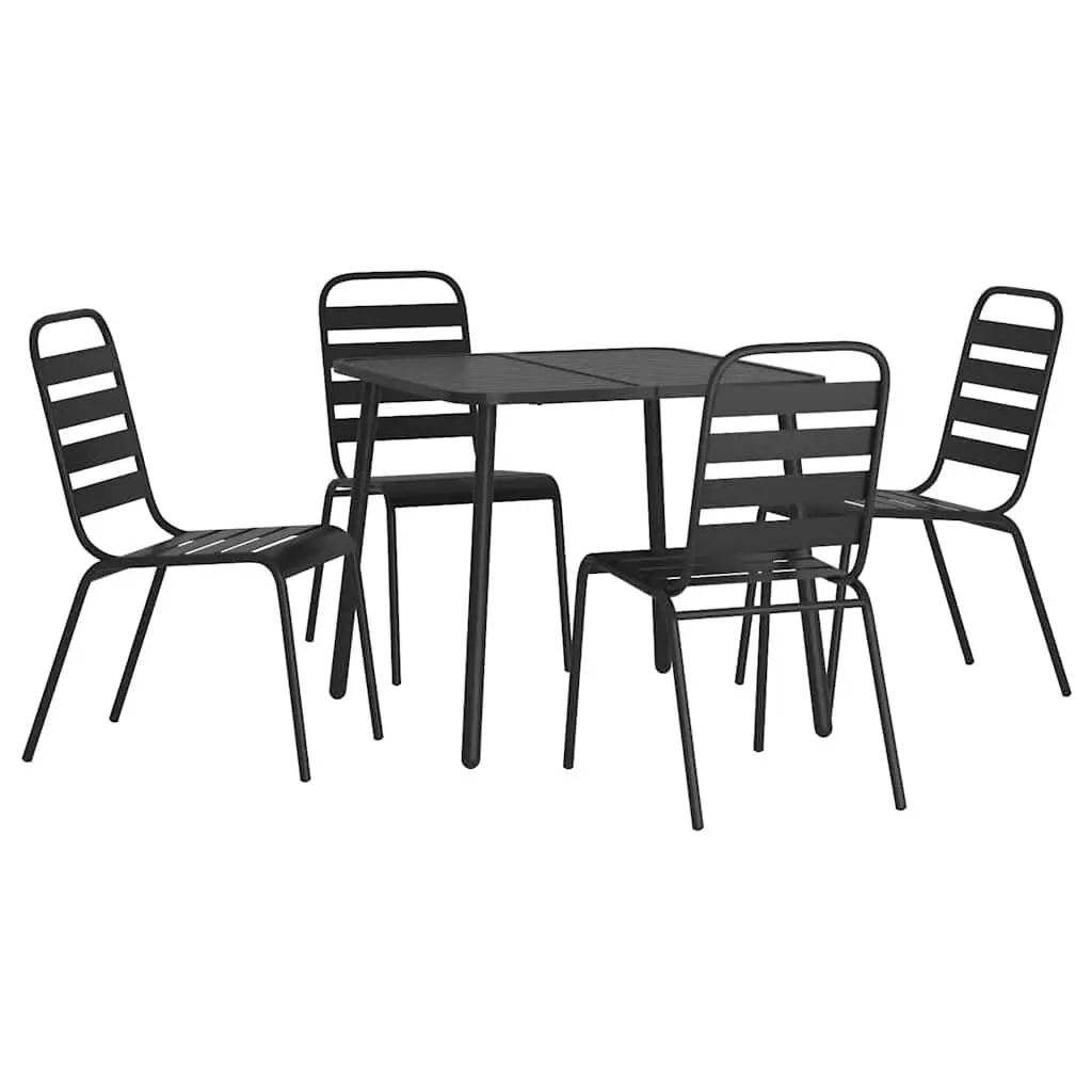 Outdoor Garden Dining Set 5 Piece Steel Frame Anthracite Patio Furniture