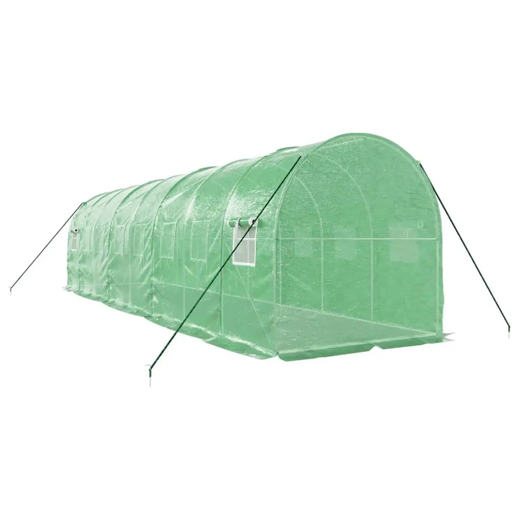 Greenhouse Steel Frame 8x2x2m Green PE Cover 16m² Garden Plant House