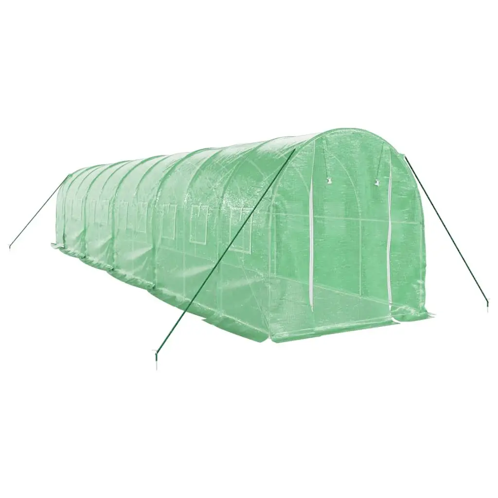 Greenhouse 20 m² Steel Frame Garden Plant House with Roll-Up Door Mesh Windows