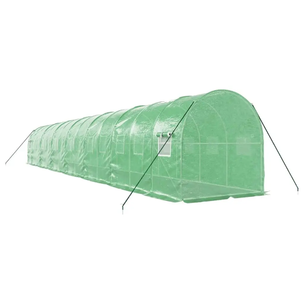 Greenhouse 28m² Steel Frame Green 14x2x2m UV-Resistant PE Cover Garden Plant