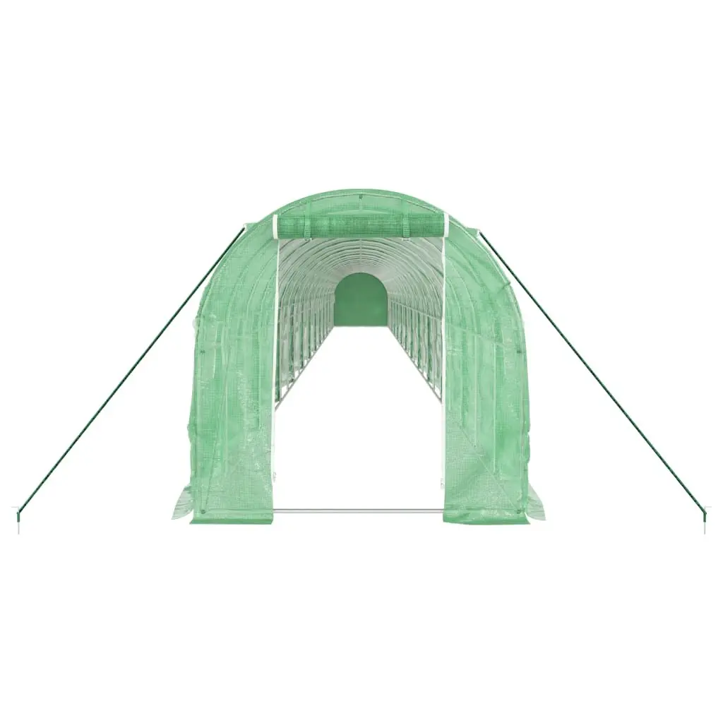 Greenhouse Steel Frame PE Cover 24x2x2m Green for Outdoor Gardening and Plant Protection