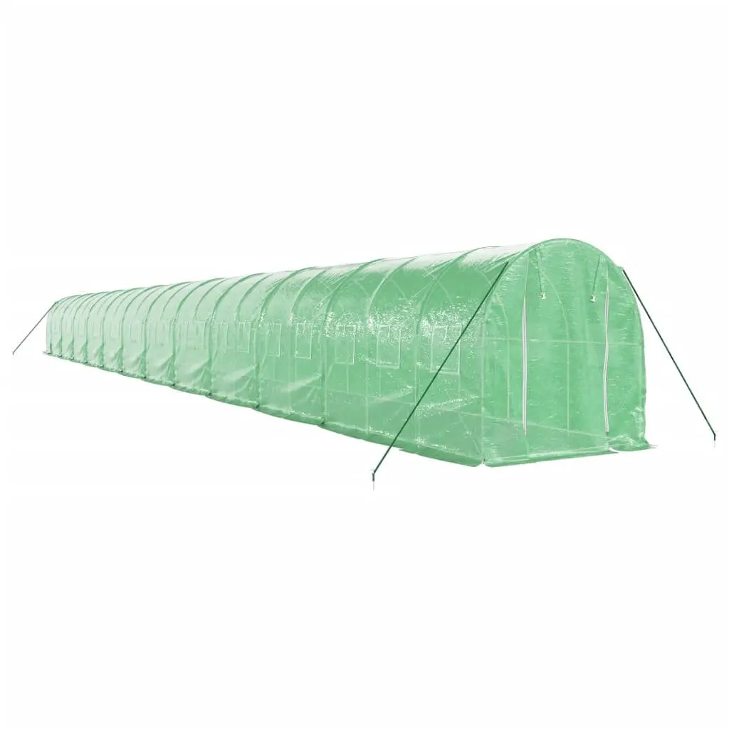 Greenhouse Steel Frame PE Cover 24x2x2m Green for Outdoor Gardening and Plant Protection