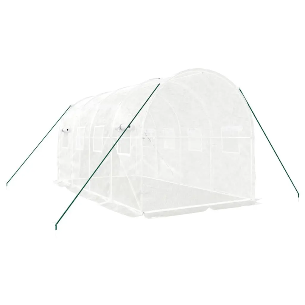 Greenhouse 8m² Steel Frame White 4x2x2 m Garden Plant House Roll-Up Door