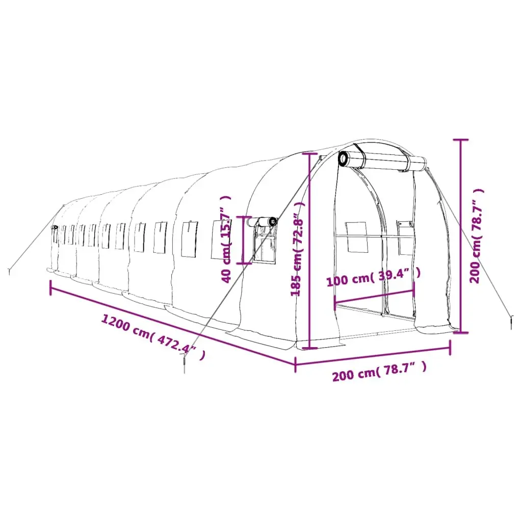 Greenhouse Steel Frame White 24 m² Portable Outdoor Plant House