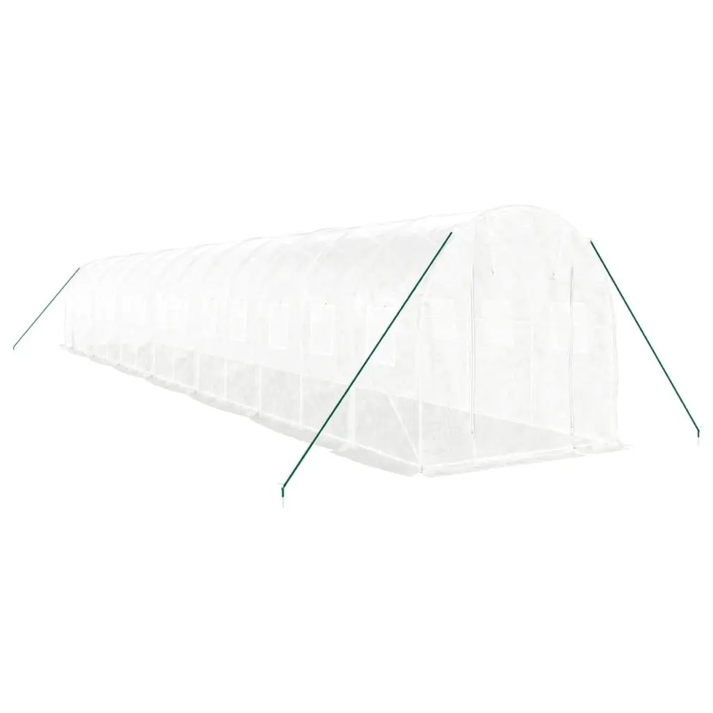 Greenhouse Garden Plant House UV Resistant Cover White Steel Frame 14x2x2m 28m²