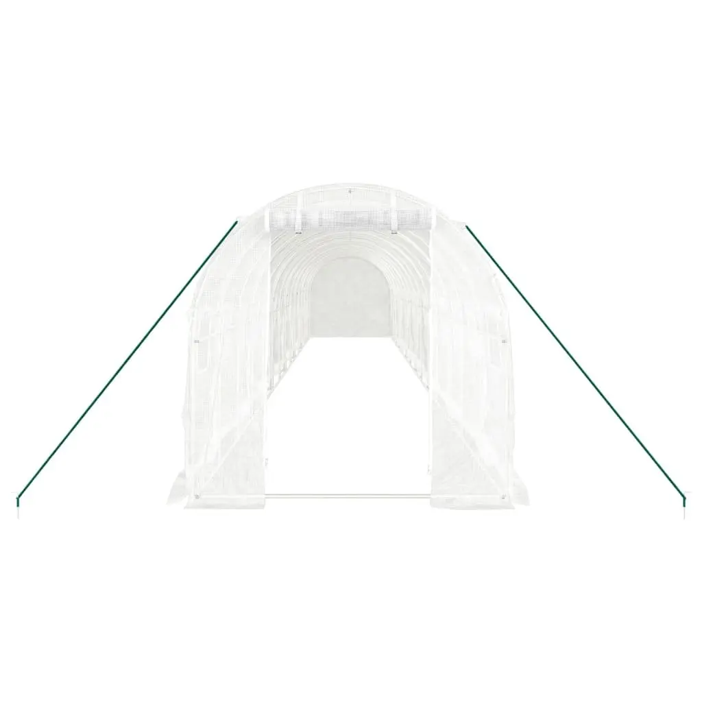 Greenhouse Garden Plant House UV Resistant Cover White Steel Frame 14x2x2m 28m²