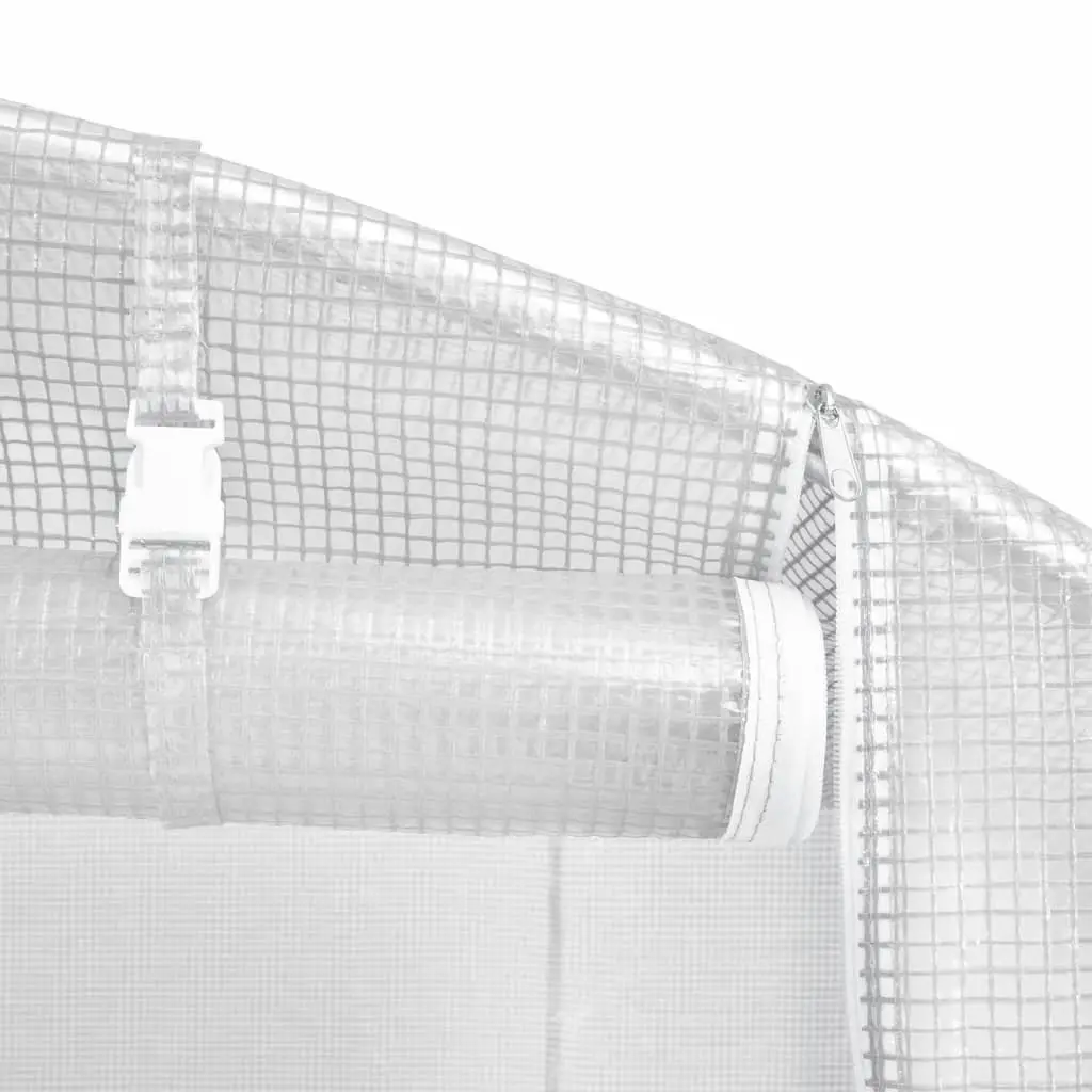Greenhouse Garden Plant House UV Resistant Cover White Steel Frame 14x2x2m 28m²