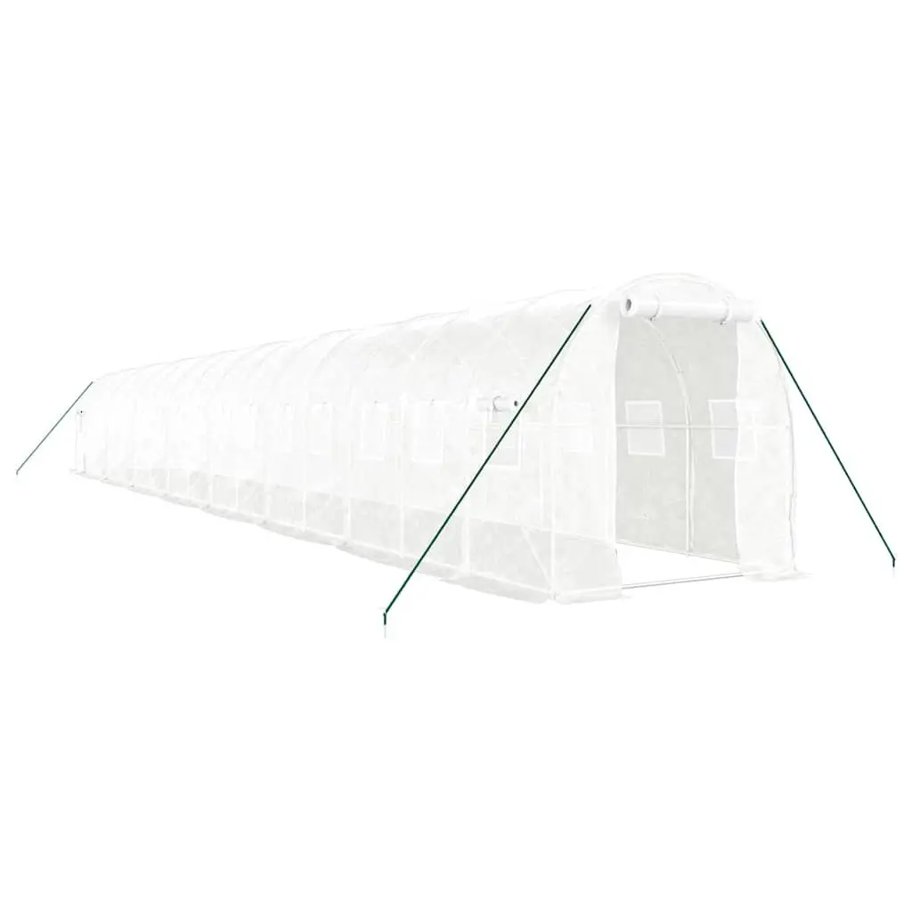 Greenhouse with Steel Frame White 32m² Garden Plant House 16x2x2m
