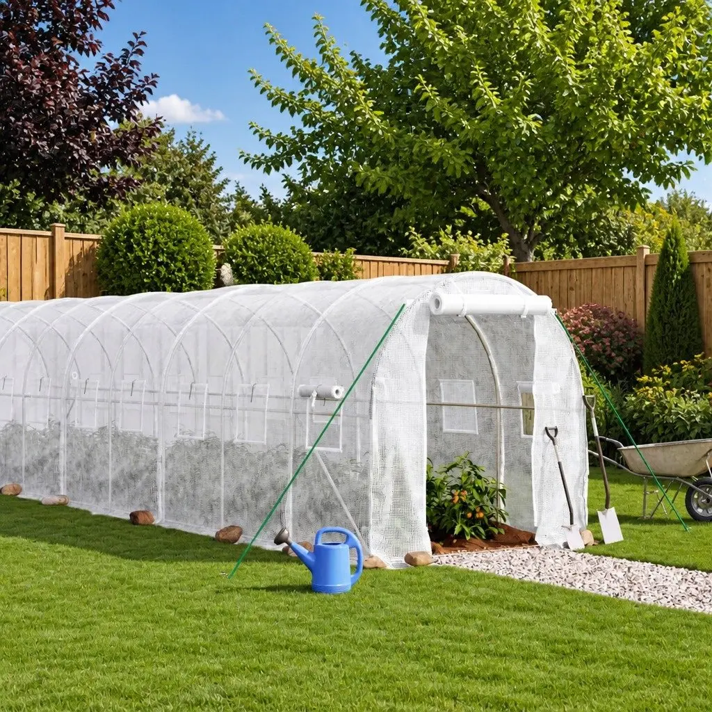 Greenhouse Steel Frame White 18x2x2 m 36 m² Garden Plant House