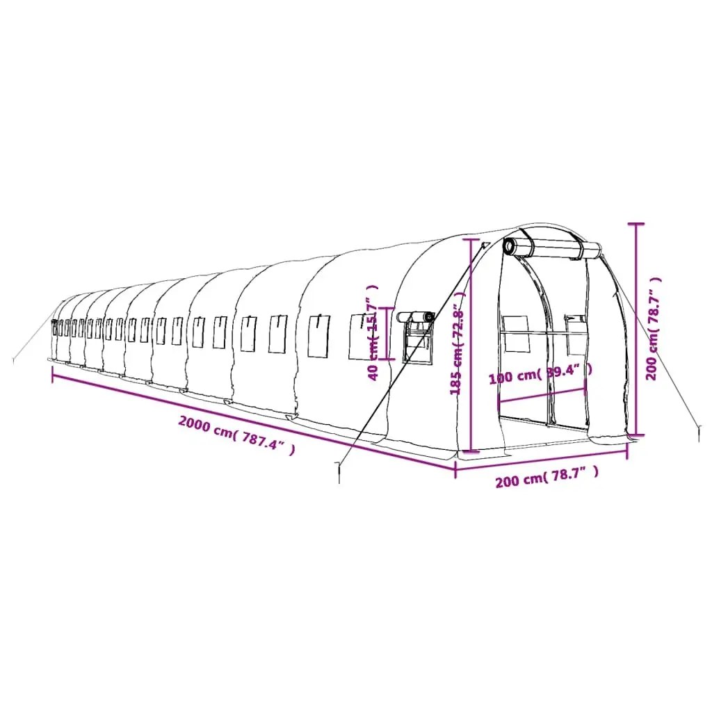 20x2x2m Greenhouse for Home Gardening