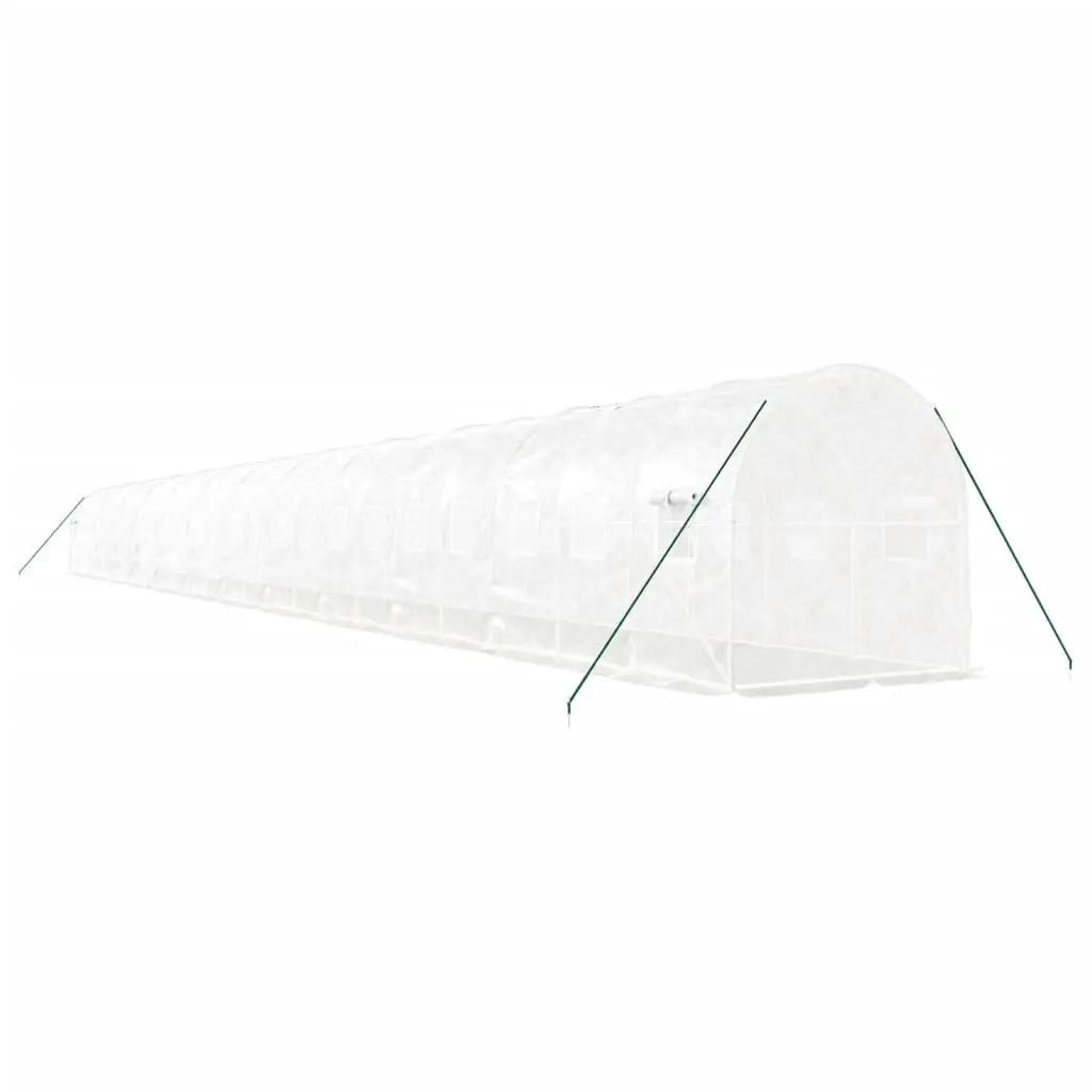 Greenhouse Steel Frame 24x2x2m White PE Cover