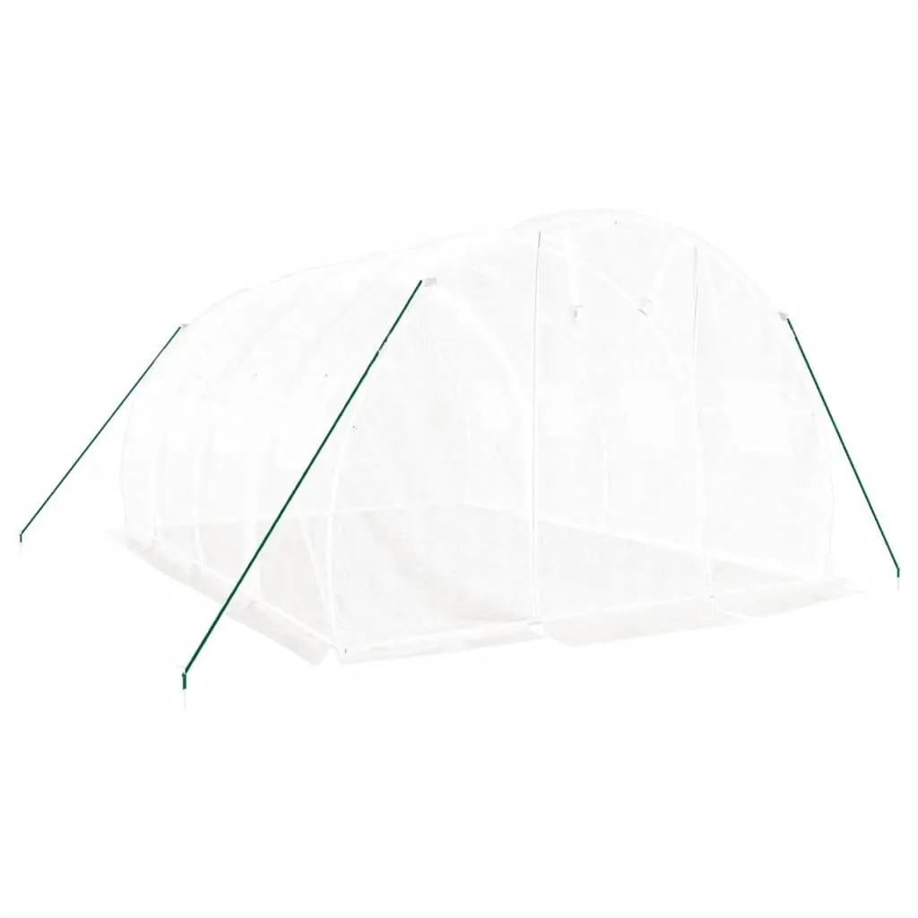 Greenhouse Steel Frame 4x3x2m White PE Cover 12m² Garden Plant House Roll-up Door