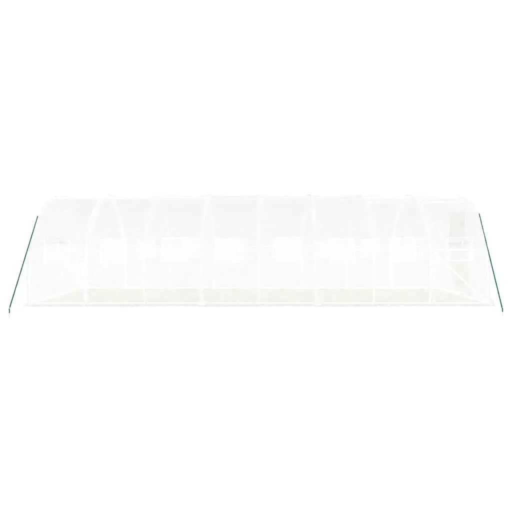 Greenhouse Steel Frame PE Cover 8m x 3m x 2m White Garden Plant House with Roll-Up Door