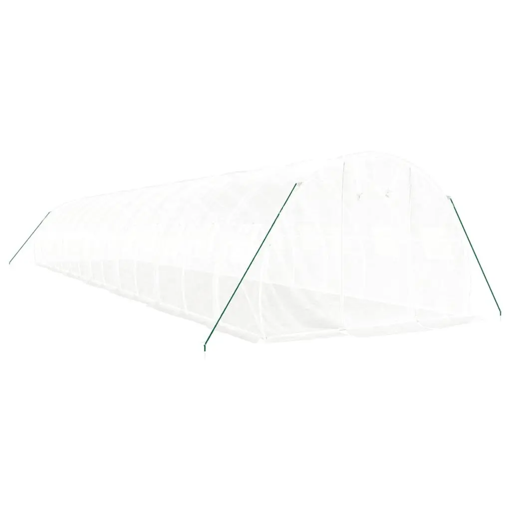 Greenhouse PE Cover Steel Frame 14x3x2m White Durable Outdoor Plant House