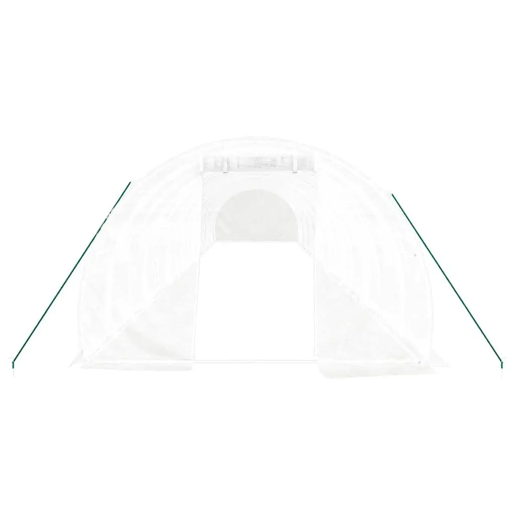 Greenhouse Steel Frame 16x3x2m White PE Cover 48m²