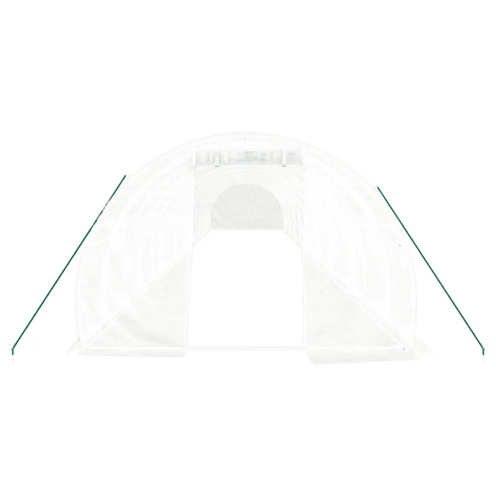 Greenhouse PE Cover White Steel Frame 18x3x2m Durable Garden Plant House