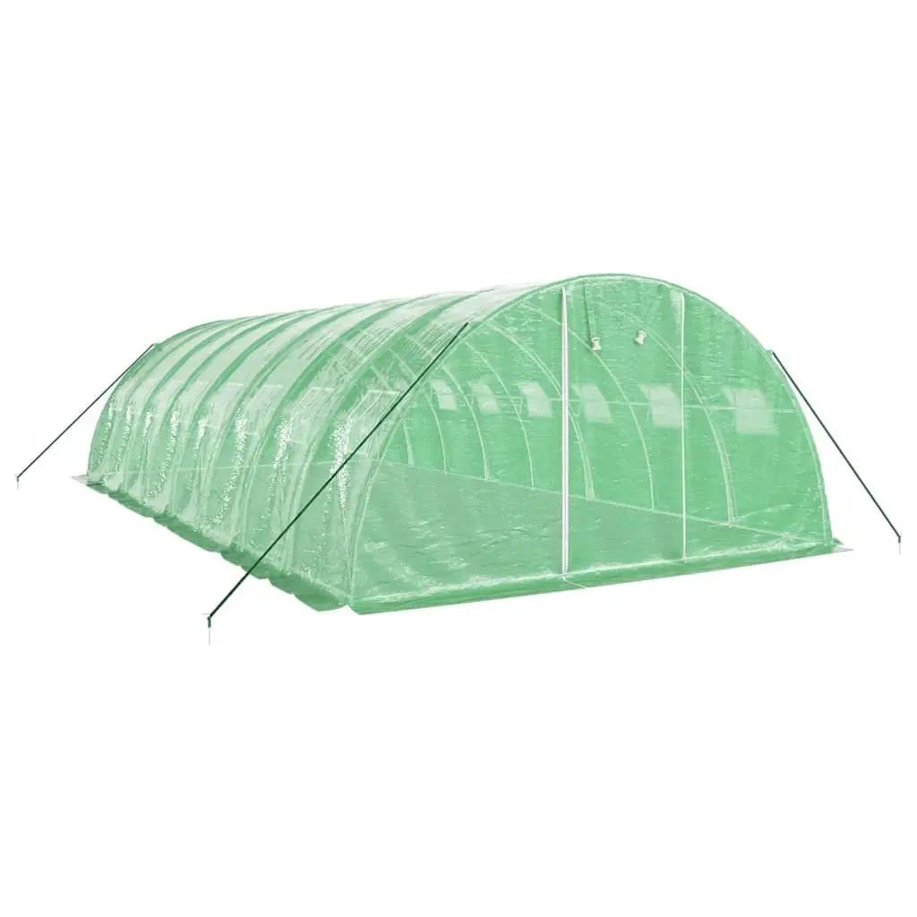 Greenhouse 32m² 8x4x2m Steel Frame PE Cover Garden Plant House Green
