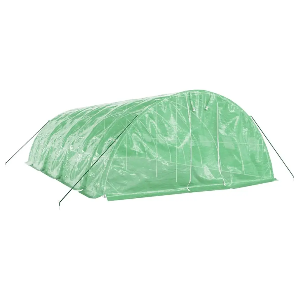 Greenhouse Steel Frame 8x5x2.3m Green PE Cover with Roll-Up Door and Mesh Windows 40 m²