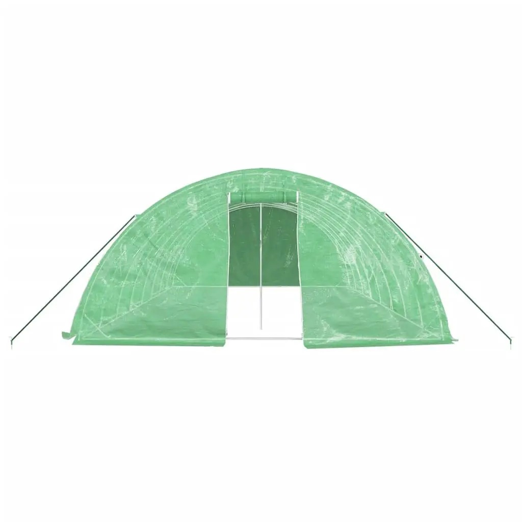 Greenhouse Steel Frame 8x5x2.3m Green PE Cover with Roll-Up Door and Mesh Windows 40 m²