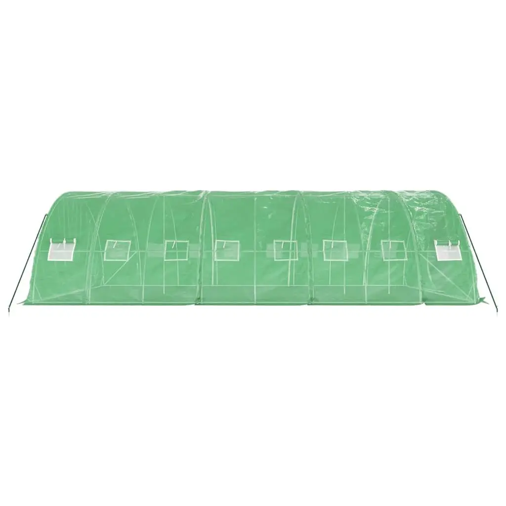 Greenhouse Steel Frame 8x5x2.3m Green PE Cover with Roll-Up Door and Mesh Windows 40 m²