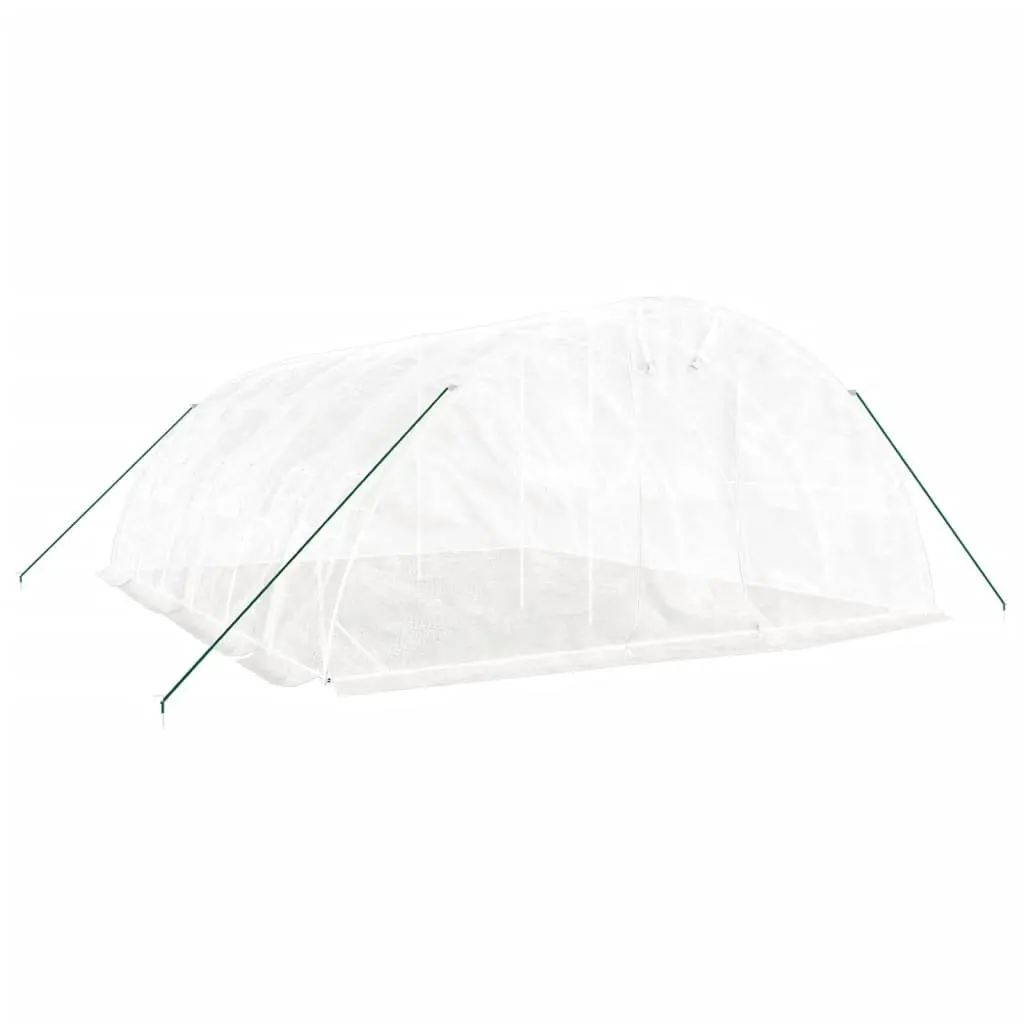 Steel Frame White 30 m² Greenhouse Outdoor Grow Shelter Durable PE Cover Garden Plant House