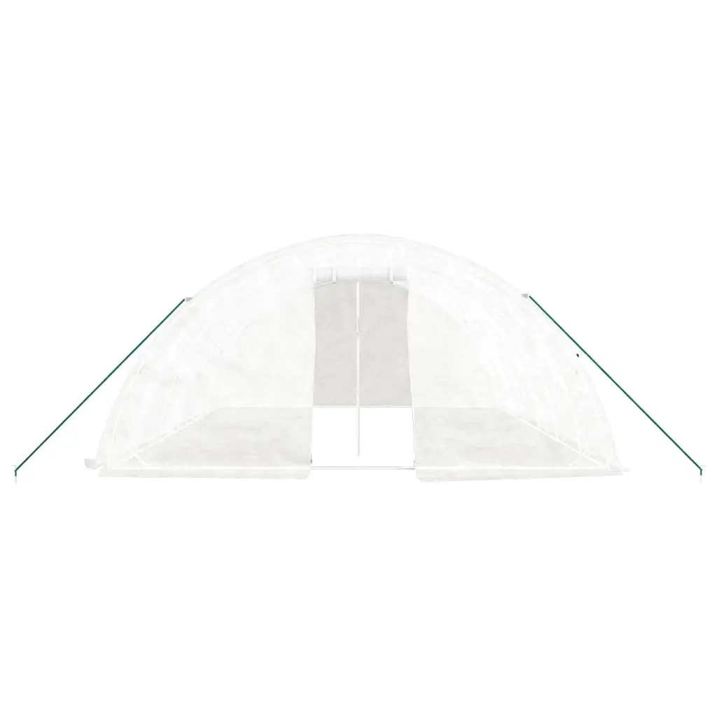 Steel Frame White 30 m² Greenhouse Outdoor Grow Shelter Durable PE Cover Garden Plant House
