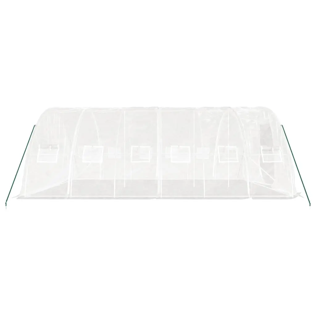 Steel Frame White 30 m² Greenhouse Outdoor Grow Shelter Durable PE Cover Garden Plant House