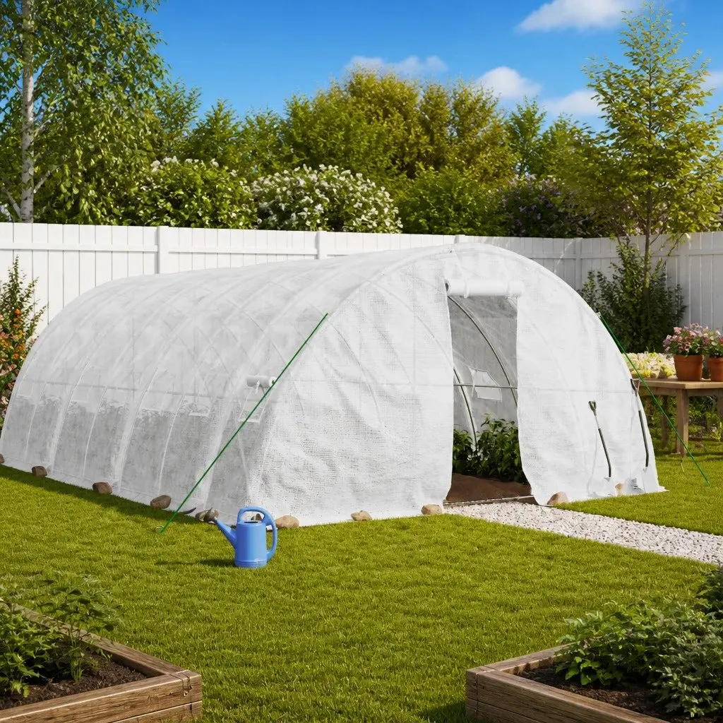 Greenhouse Steel Frame White 10m x 5m x 2.3m Garden Plant House Shelter