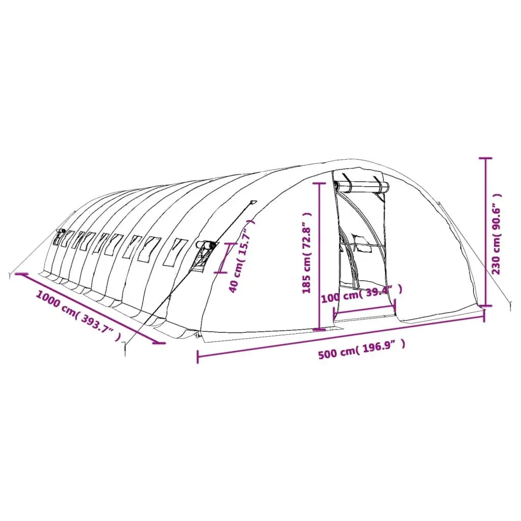 Greenhouse Steel Frame White 10m x 5m x 2.3m Garden Plant House Shelter