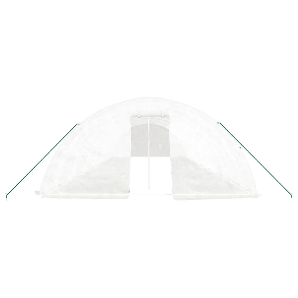 Greenhouse Steel Frame 14x5x2.3m White PE Cover 70m² Garden Plant House Roll-up Door