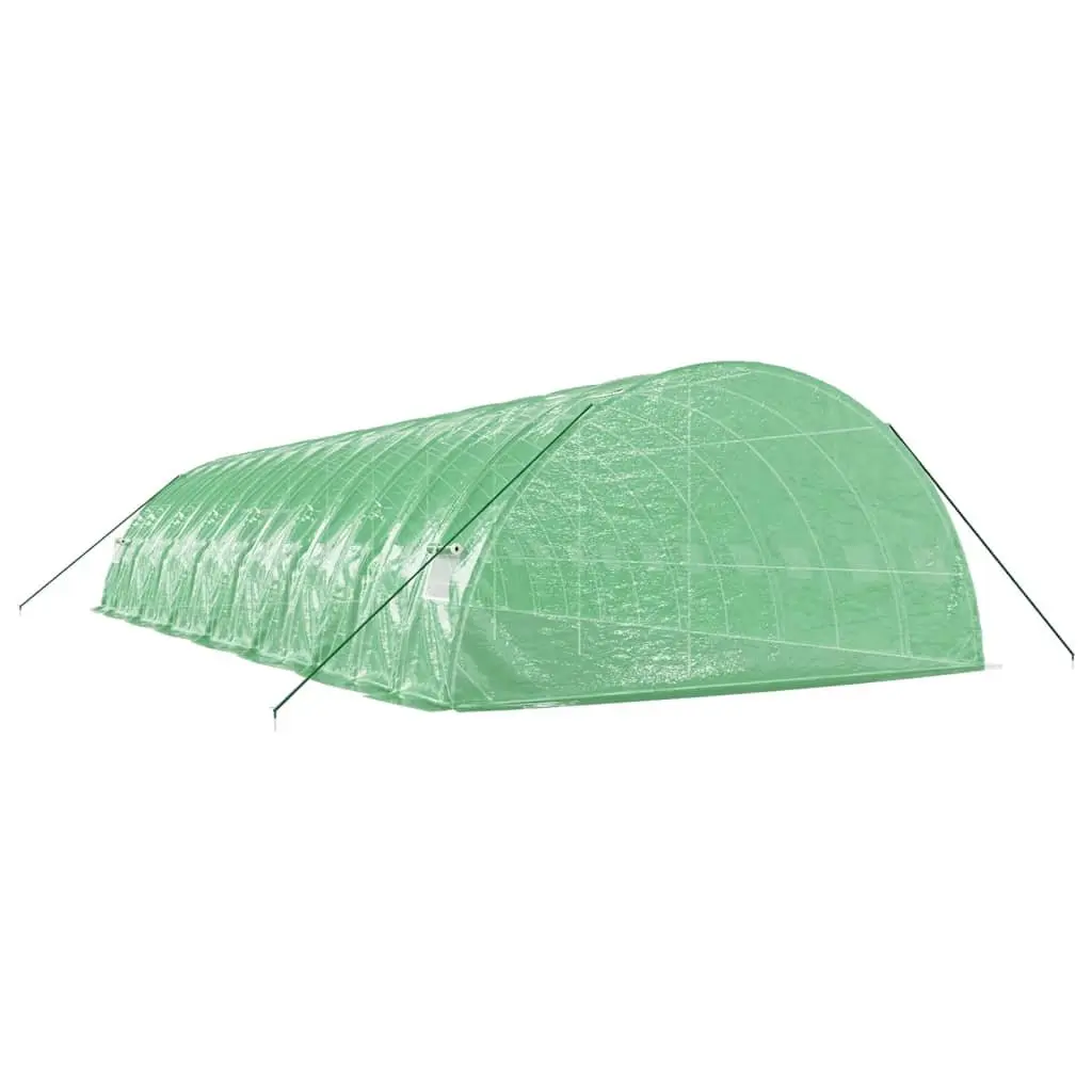 Greenhouse Steel Frame 14x6x2.85m Green PE Cover