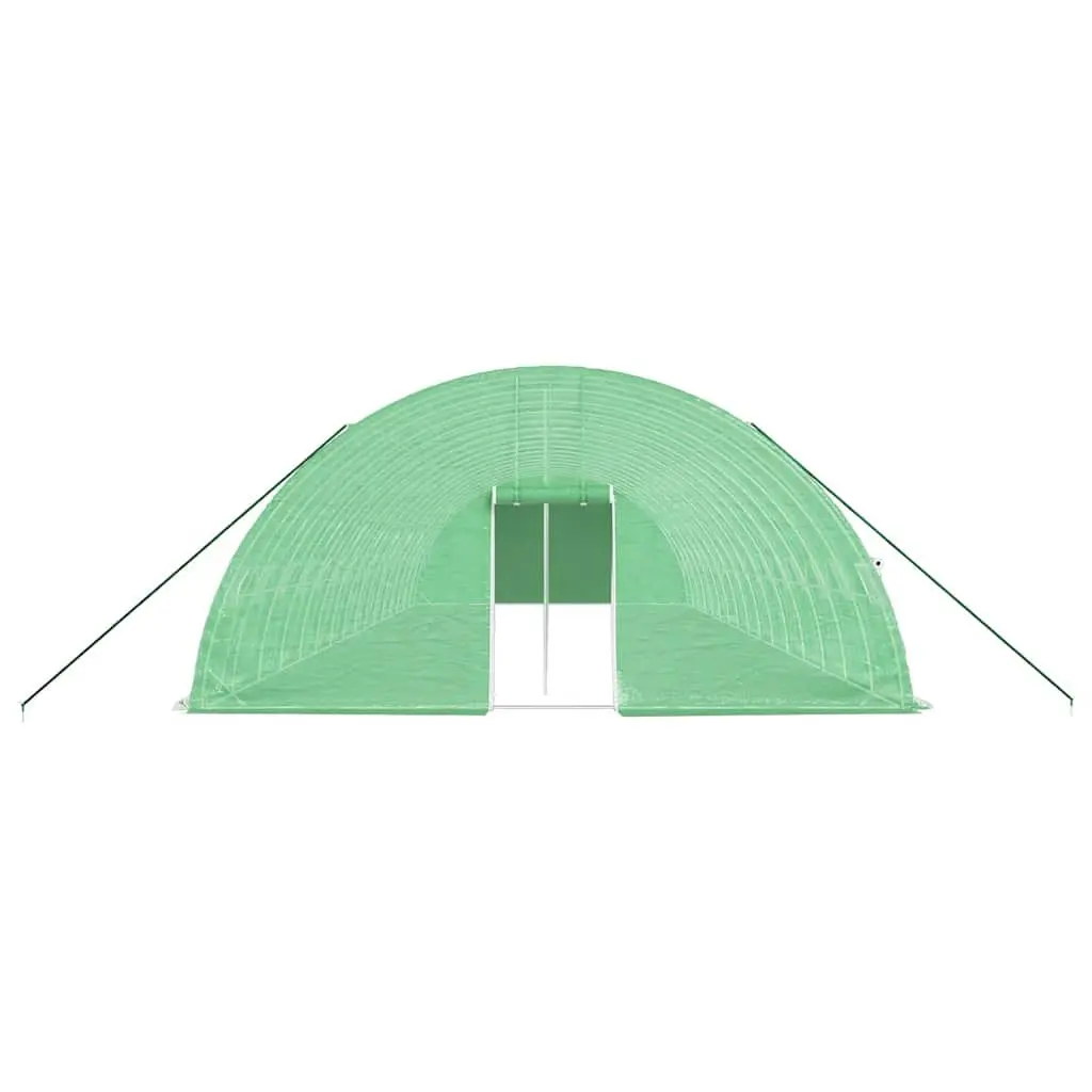 Steel Frame Greenhouse 16m x 6m x 2.85m Green PE Cover 96m² Durable Outdoor Plant House